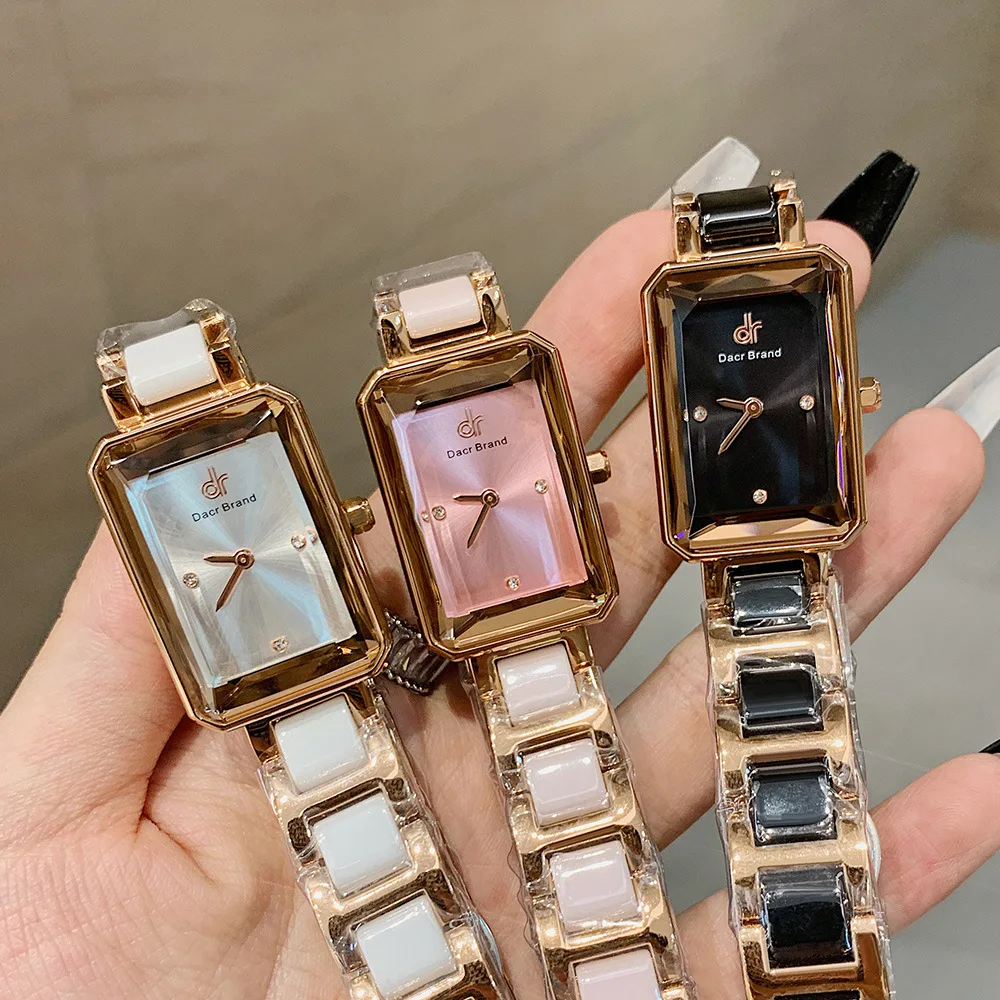 Women's Watch Small Square Watch Simple Light Luxury Square Fashion Quartz Steel Band New Ceramic Watch Women