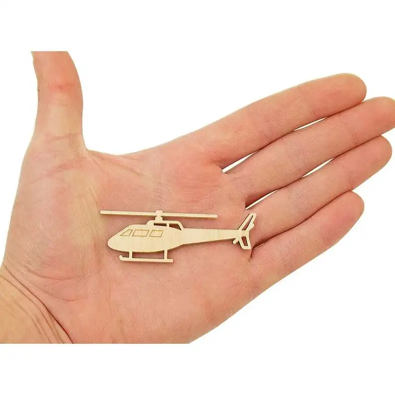 

Wooden Helicopter (7cm) Shape Ornament Art Projects Craft Decoration Gift Decoupage 0218