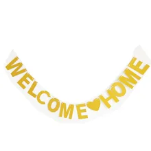 Напрямую от производителя свадебных рождественских дней рождения Золотой висящий флаг Добро пожаловать домой Мерцающий Порошок латте искусство