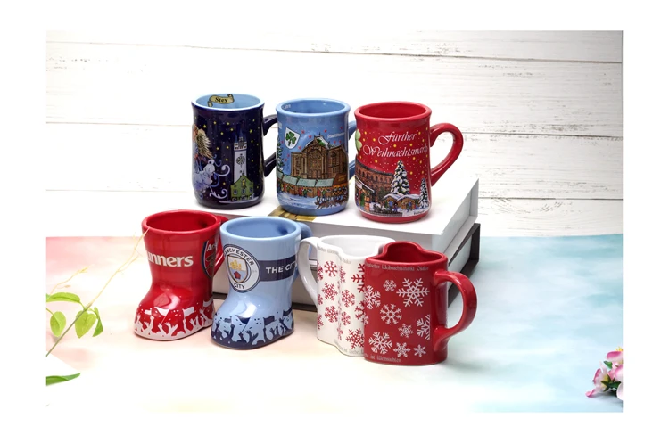 New Christmas Snowflakes, Christmas Boots, Ceramic Cup, Cartoon Cup, Penholder, Milk Coffee Cup cute mug