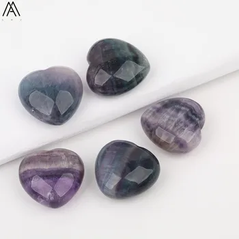 

10pcs/Lot 30mm Natural Rainbow Fluorite Stone Heart-Shape Jewelry Charms For Pendant Necklace Bracelet DIY Making JXD-46AMG
