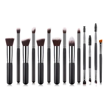 

14Pcs/set Silver makeup brushes set for cosmetic foundation powder blush eyeshadow kabuki blending make up brush beauty tool NS