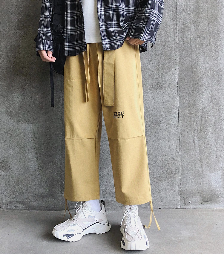 Autumn New Pants Men Fashion Cotton Solid Color Casual Straight Nine Pants Pants Man Streetwear Hip Hop Loose Joggers Sweatpants