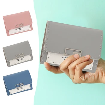 

Women Wallets Small Fashion Brand Leather Coin Purse Card Holder Korean Style Card Bag For Women 2020 Hit Color Money Clip