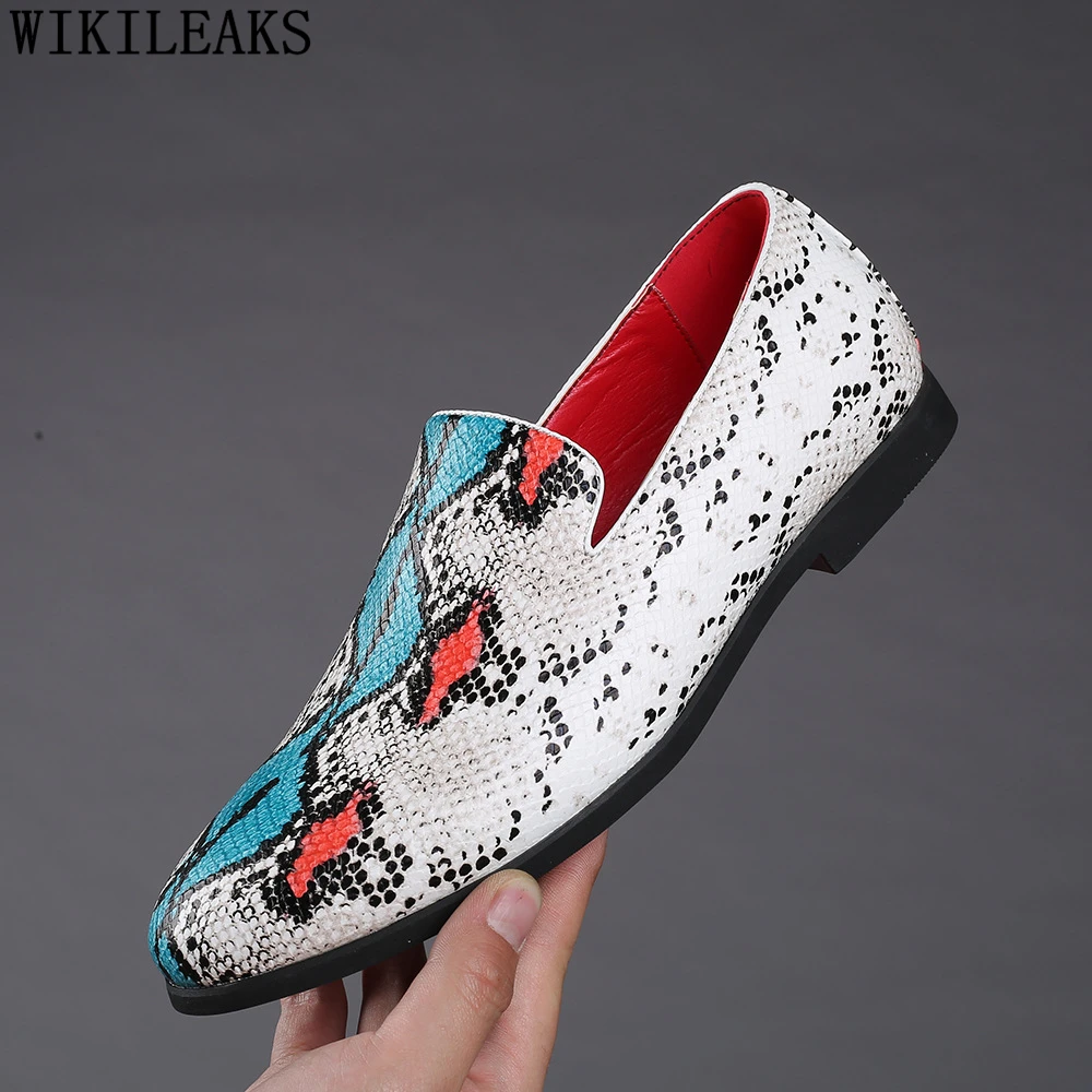 Туфли мужские классические со змеиным принтом брендовые Мокасины для приемов и