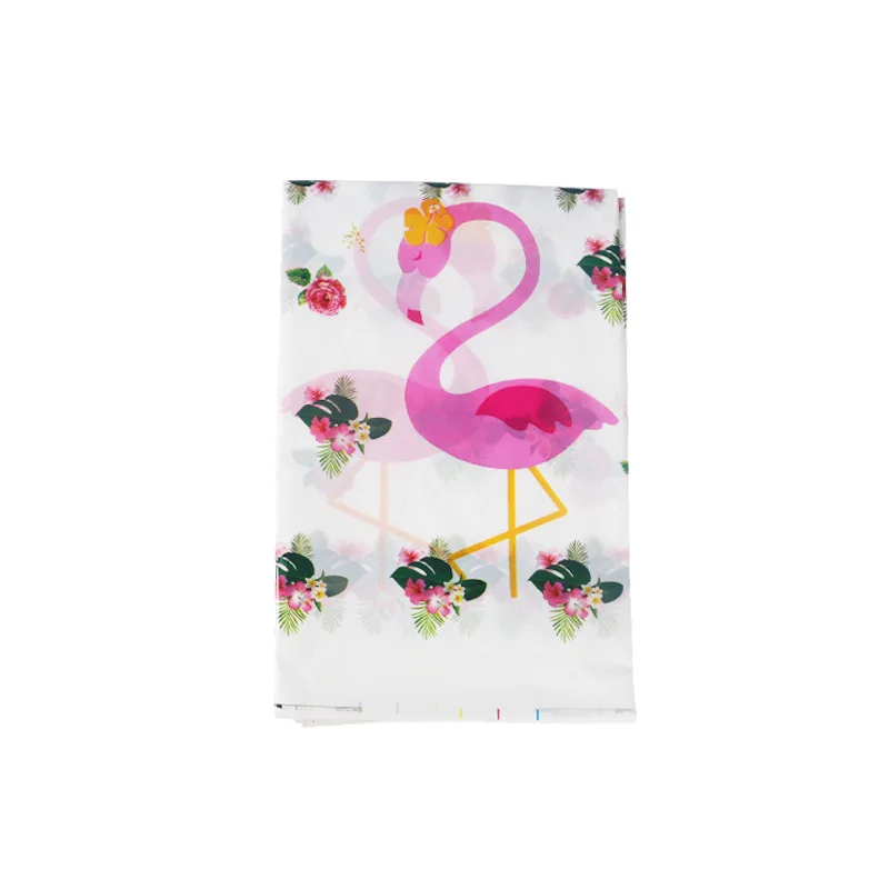 Tablecloth02(1pcs) Набор для вечеринки в честь Дня Рождения, для девочек, с рисунком фламинго, свадебные украшения, одноразовые столовые приборы, вечерние тарелки, бумажные соломинки, для детского душа - Цвет: Tablecloth02(1pcs)