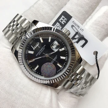 

Silver case good quality watch Men automatic mechanical sweeping movement luxury brand Watches date-just 11