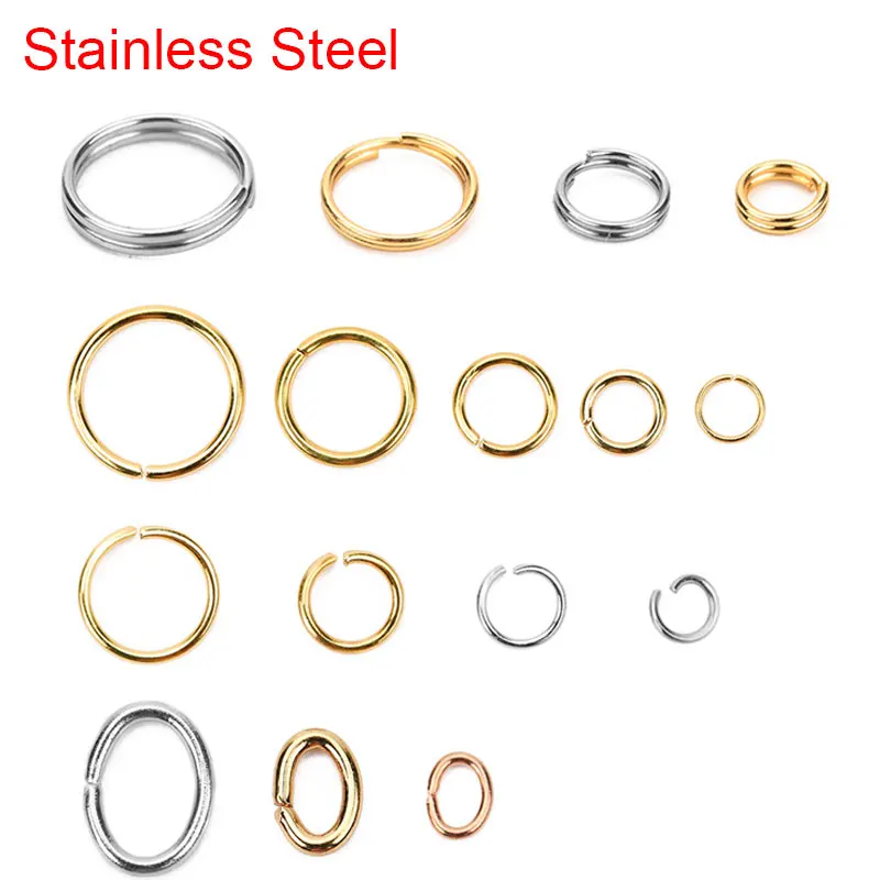 100pcs Stainless Steel Real Gold Color Plating Jump Rings Split