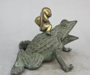 

Details about 7" Chinese Folk Feng Shui Bronze Gilt Tong Zi Boy Kid Ride Toad Statue Sculpture