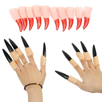 

10Pcs Simulation Zombie Witch Fake Finger Zombie Nail Nails Halloween Party Fancy Dress Makeup DIY Decor Trick Props