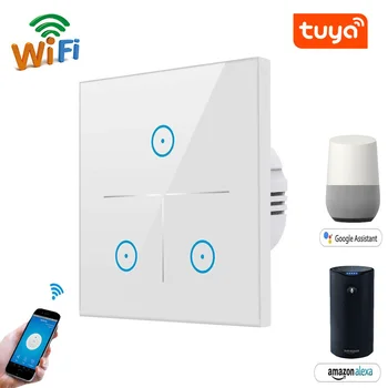 

Smart Touch Switch Wall interruptor EU 1/2/3 Gang wifi Remote control light switch Work with Alexa Google Home Tuya Smart APP