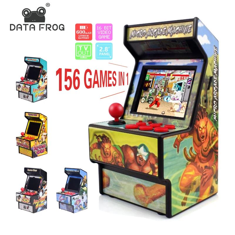 Data Frog Retro Mini Arcade Handheld Game Console 16 Bit Game Player Built-in 156 Classic Video Game Console Support TV Output