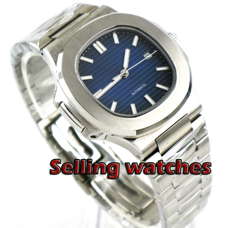 

40mm Sterile Blue Dial Sapphire Glass Date Steel Case Automatic Movement mens Watch
