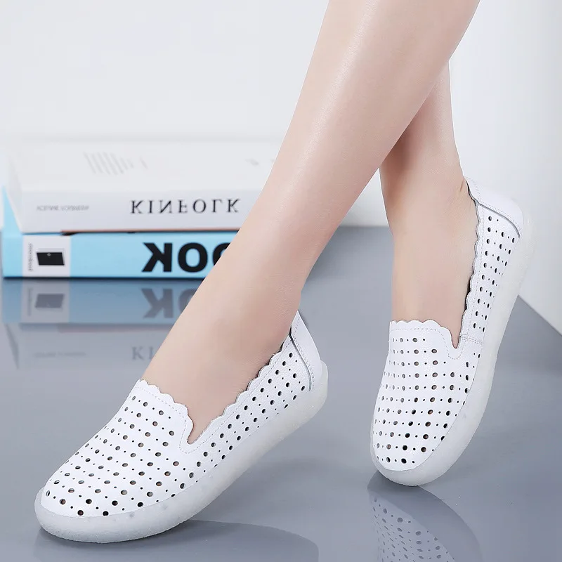 

New Style Spring And Autumn Casual WOMEN'S Leather Sandals Simple Anti-slip Wear-Resistant Students Outdoor Hollow out Breathabl