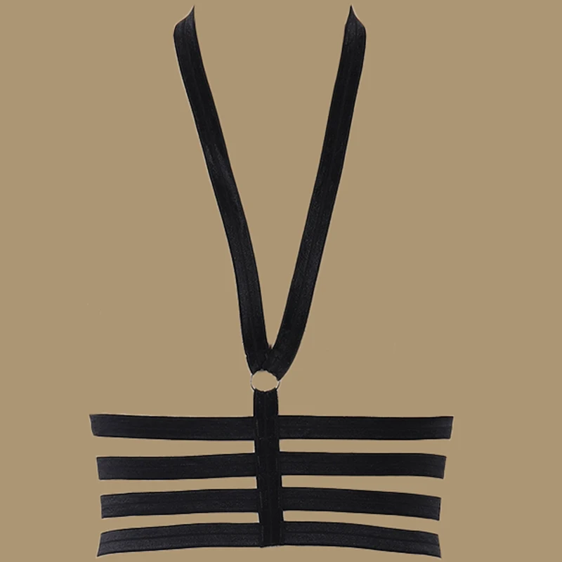 Women's Body Harness Bra - Stretchy Punk Gothic Chest Strap Top For Festival & Rave