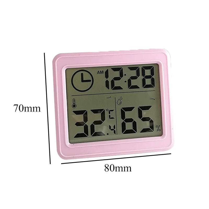 light pink 1 шт., ЖК-цифровой измеритель температуры и влажности, домашний, крытый, открытый, гигрометр, термометр, метеостанция с часами - Цвет: light pink