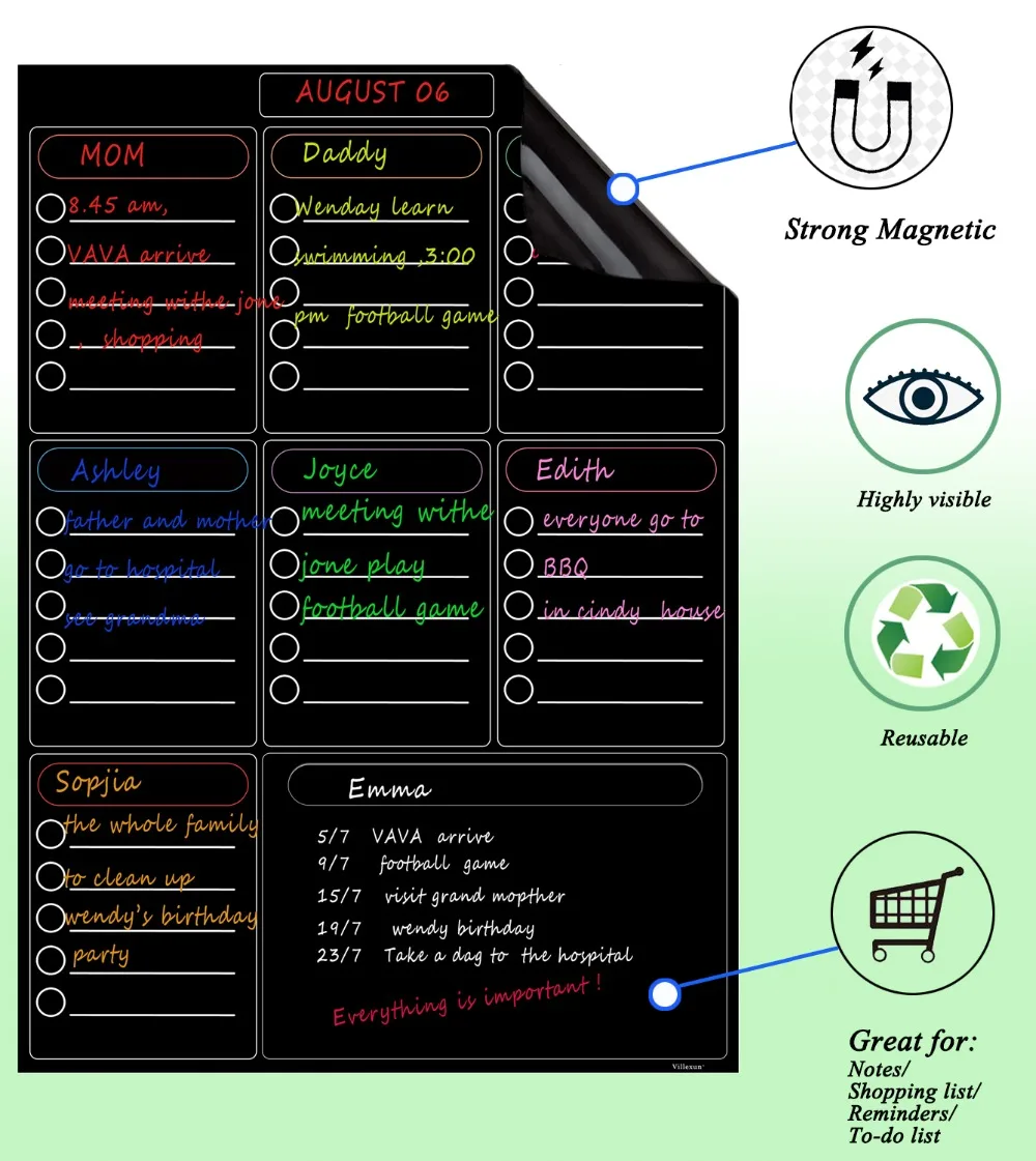 Frigorífico, Calendário, Family Meal Planner, Memo Board