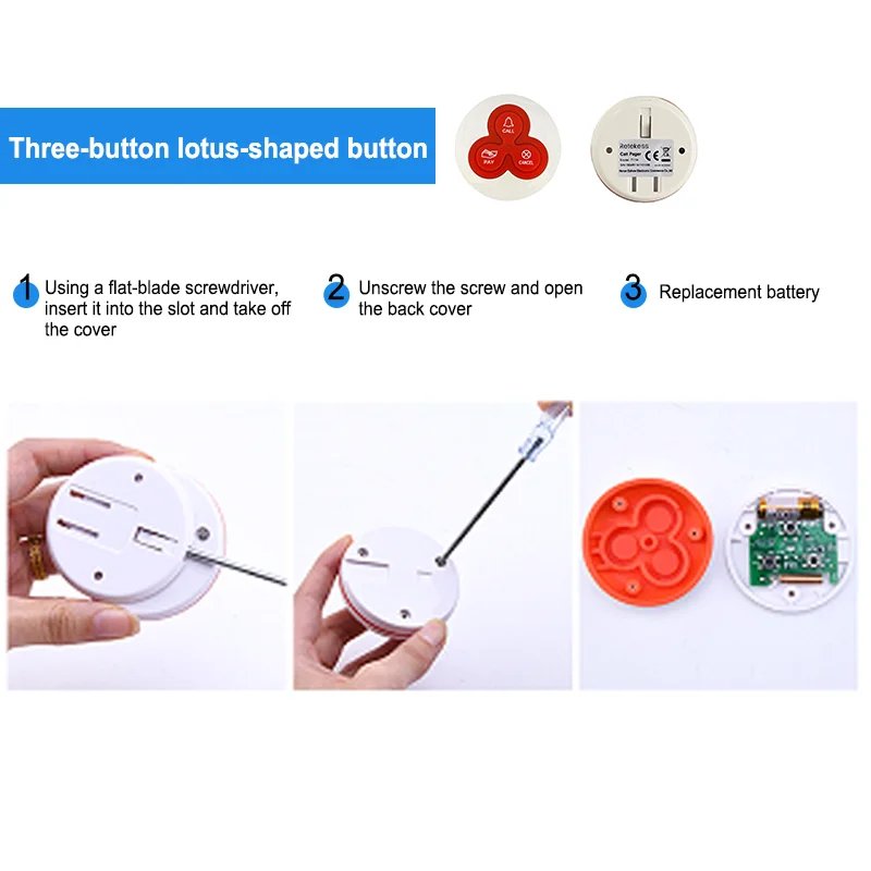 Retekess 10pcs T114 Call Button Restaurant Waiter Calling System Wireless Transmitter Bell Pager 433MHz For Hospital Cafe Bar