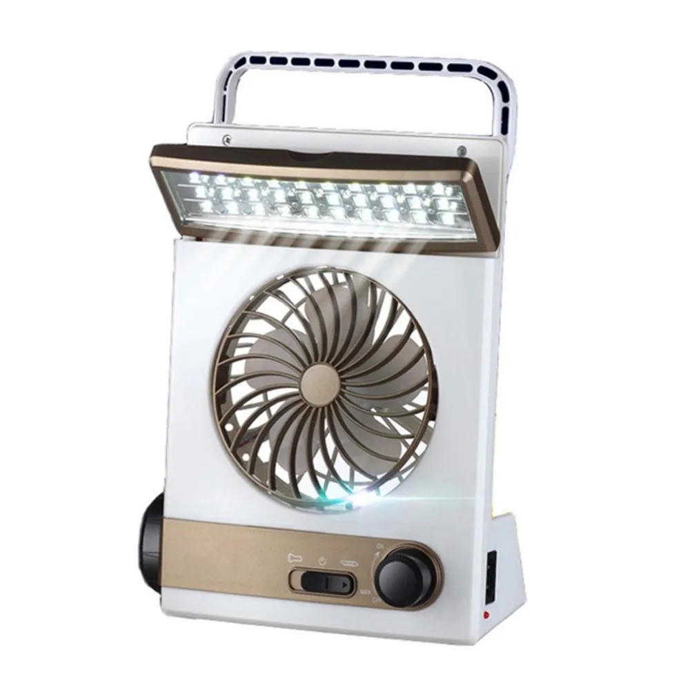 

Solar Power Rechargeable Multifunctional Cooling Fan And LED Light Tent Lantern Lamp Cooler Mini Charging Fan For Camping