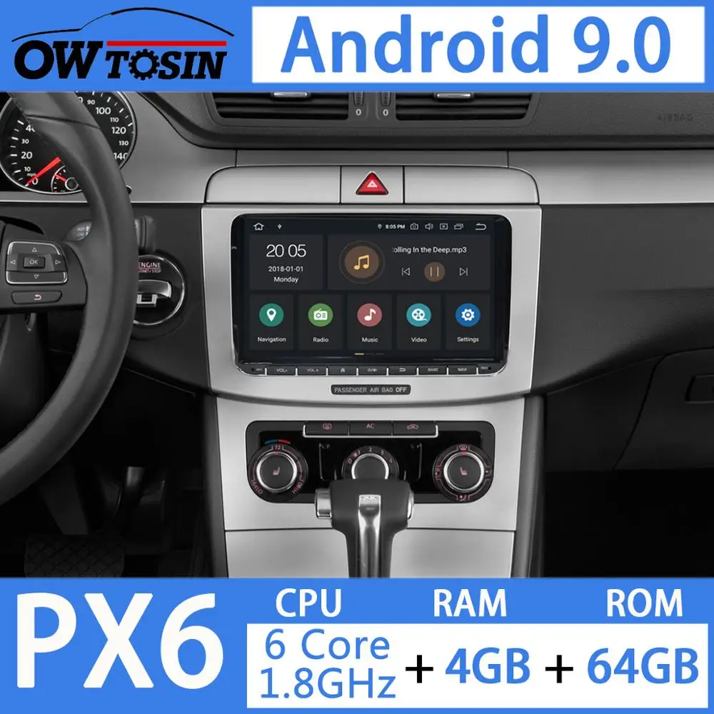 " PX6 4G+ 64G Android 9,0 автомобильный мультимедиа для VW Volkswagen Tiguan Touran Caddy Amarok Golf Bora gps навигация DSP Авто CarPlay