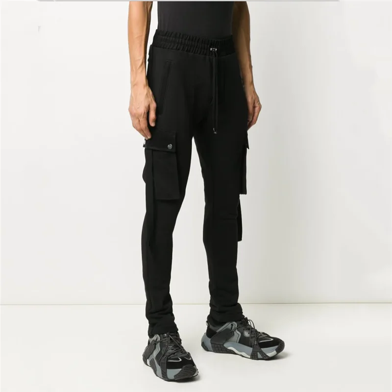 Men's Casual Pants Pencil Pants Spring And Autumn New Black Elastic Waist Side Pocket Design Young Fashion Slim Men's Pants