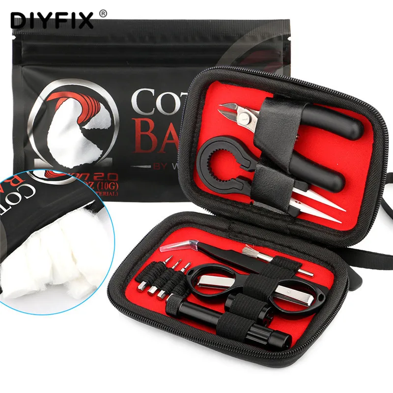 

Mini Vape DIY Tool Set Bag Ceramic Tweezers Pliers Wire Heaters Kit Coil Jig Winding Cleaner for Electronic Cigarette Accessorie