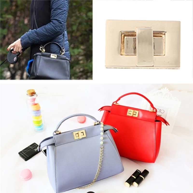 Metal Rectangle Shape Clasp Turn Lock Twist Lock Diy Handbag Bag Purse