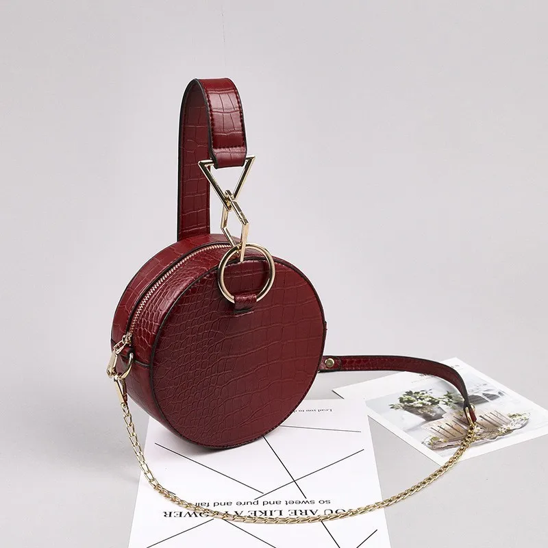 Новинка, модная женская сумка, одноцветная, с цепочкой, маленькая, круглая, сумка-тоут, для девушек, высокое качество, милая сумка через плечо для женщин - Цвет: Style 2