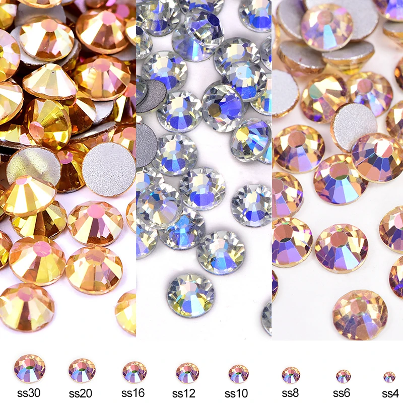 Mix Size SS3-SS30 Crystal Glass Non Hotfix Rhinestone стразы Glitter Rhinestones Flatback Diamond Nail Art Decorations B3577