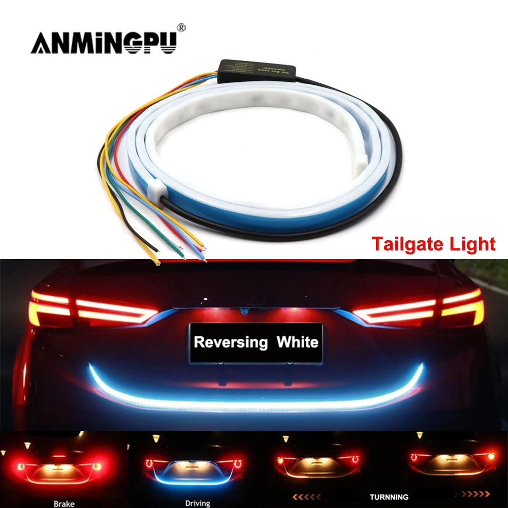 

ANMINGPU 120mm 12V RGB Car Rear Trunk Tail Light LED Strip Turn Signal Light Car Stop Reserving Light Warning Tail Brake Lamp