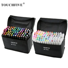 TouchFIVE перманентные маркеры, спиртовые чернила, маркеры, кисть, Двойные наконечники, профессиональный набор маркеров для рисования, художественный дизайн, 30/40/60/80/168 цветов