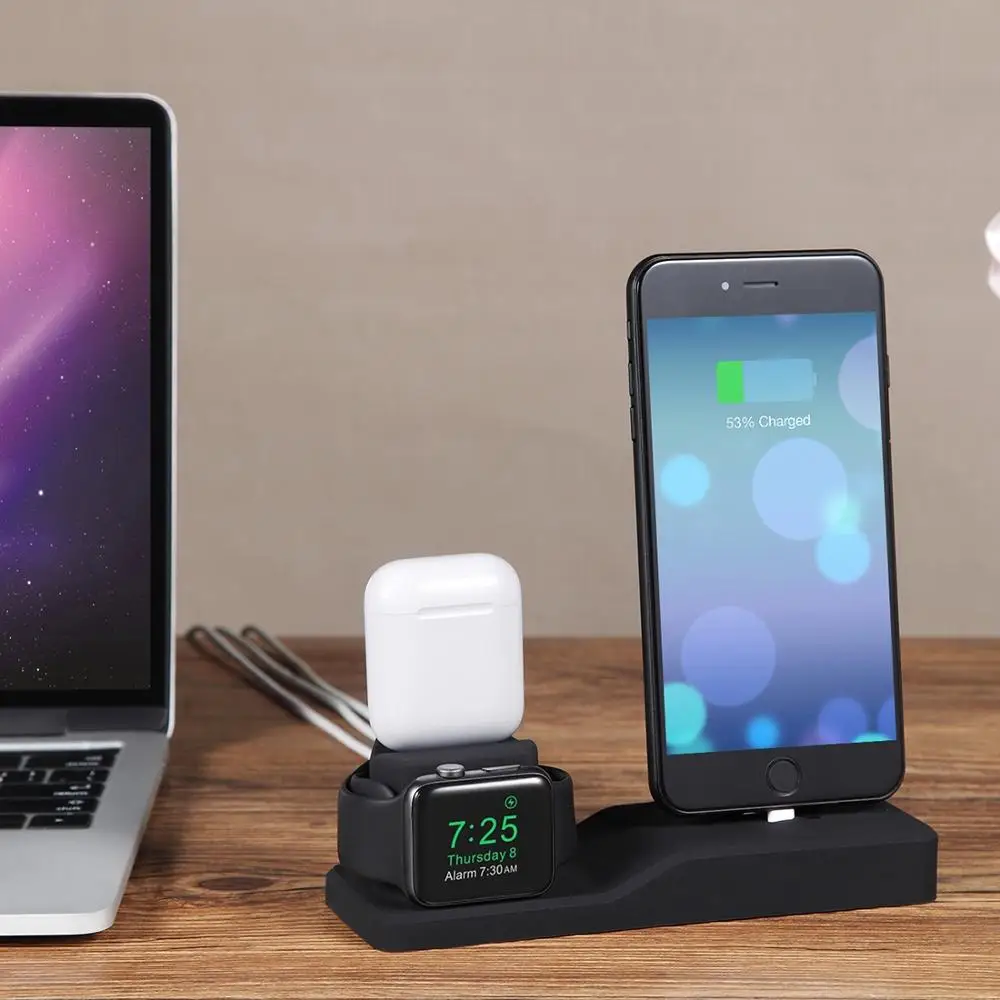 3 в 1 Подставка для зарядки iPhone 11 Pro X XR XS MAX 8 7 6S Plus Зарядное устройство Док-станция для наручных часов Apple Watch 4/3/2/1 AirPods