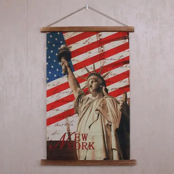 

Large Retro Statue of Liberty Linen Cloth Painting Scrolls Poster Mural Paintings Banners Hanging Art Office Loft Ornament Wall