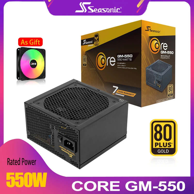 

Seasonic GM550W Power Supply PSU PFC Silent Fan 550W ATX 24pin 12V 80PLUS Gold Desktop PC Computer SATA Gaming PC Power Supply