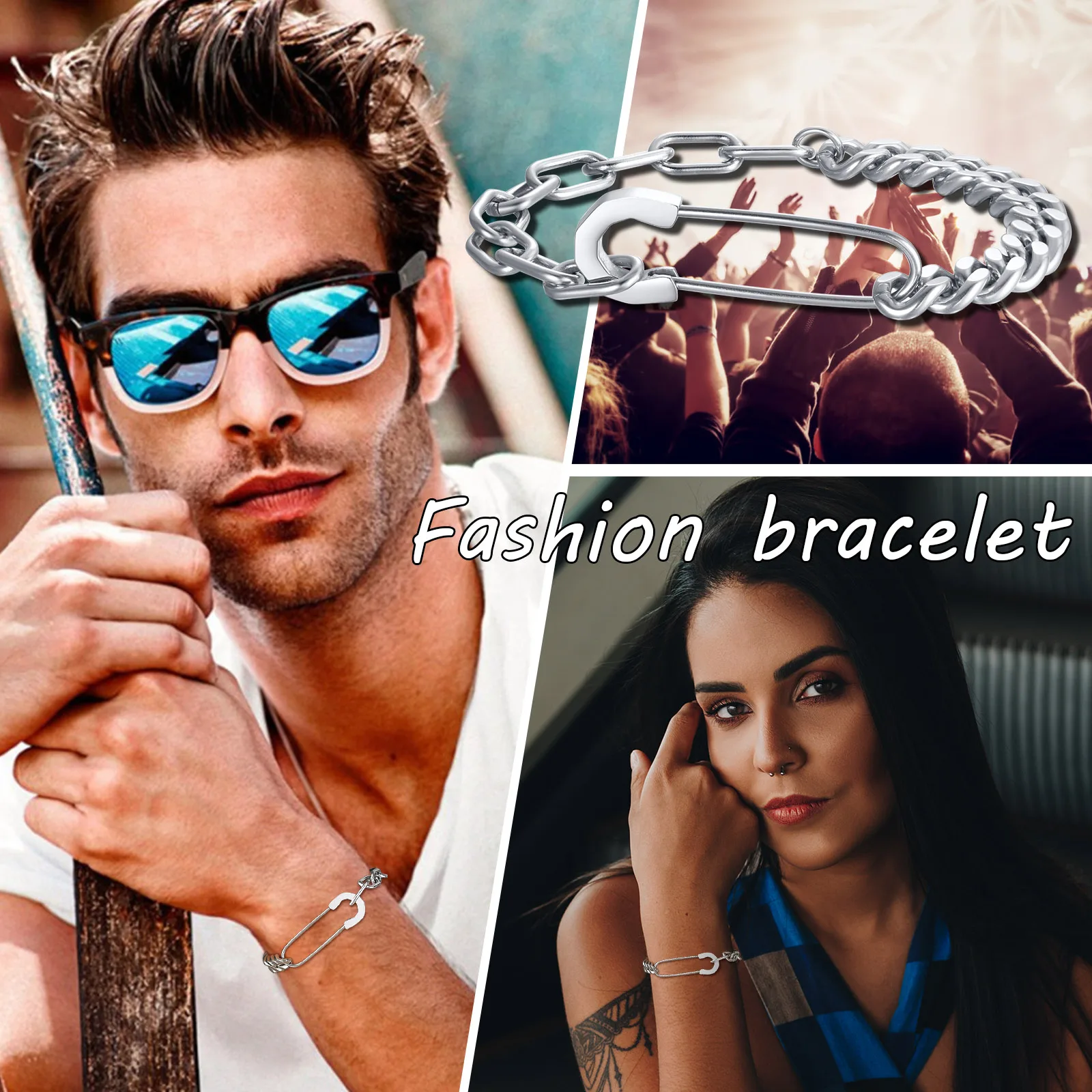 Safety Pin Chain Bracelet | Link Chain Bracelet | Jewelry