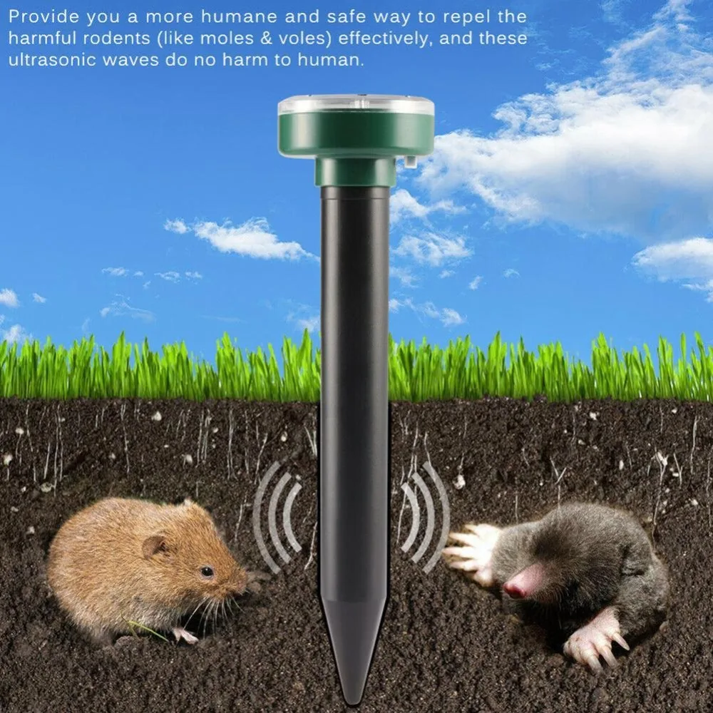 1pcs Solar Powered Ultrasonic Sonic Mouse Mole Pest Rodent Repeller Repellent Yard LED Light Repeller Outdoor Lamp Yard Garden