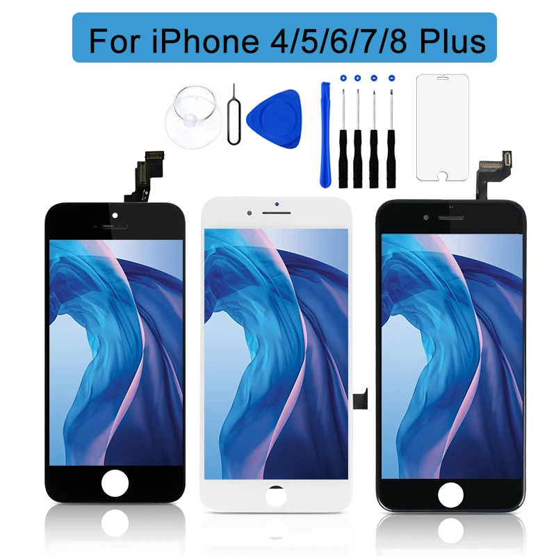 Aaa + + + Display Lcd Oem Per Iphone 5 6 6S 7 8 Plus Sostituzione Touch Screen 3D Per Iphone 5 5C 5S Se Nessun Pixel Morto + Vetro Temperato