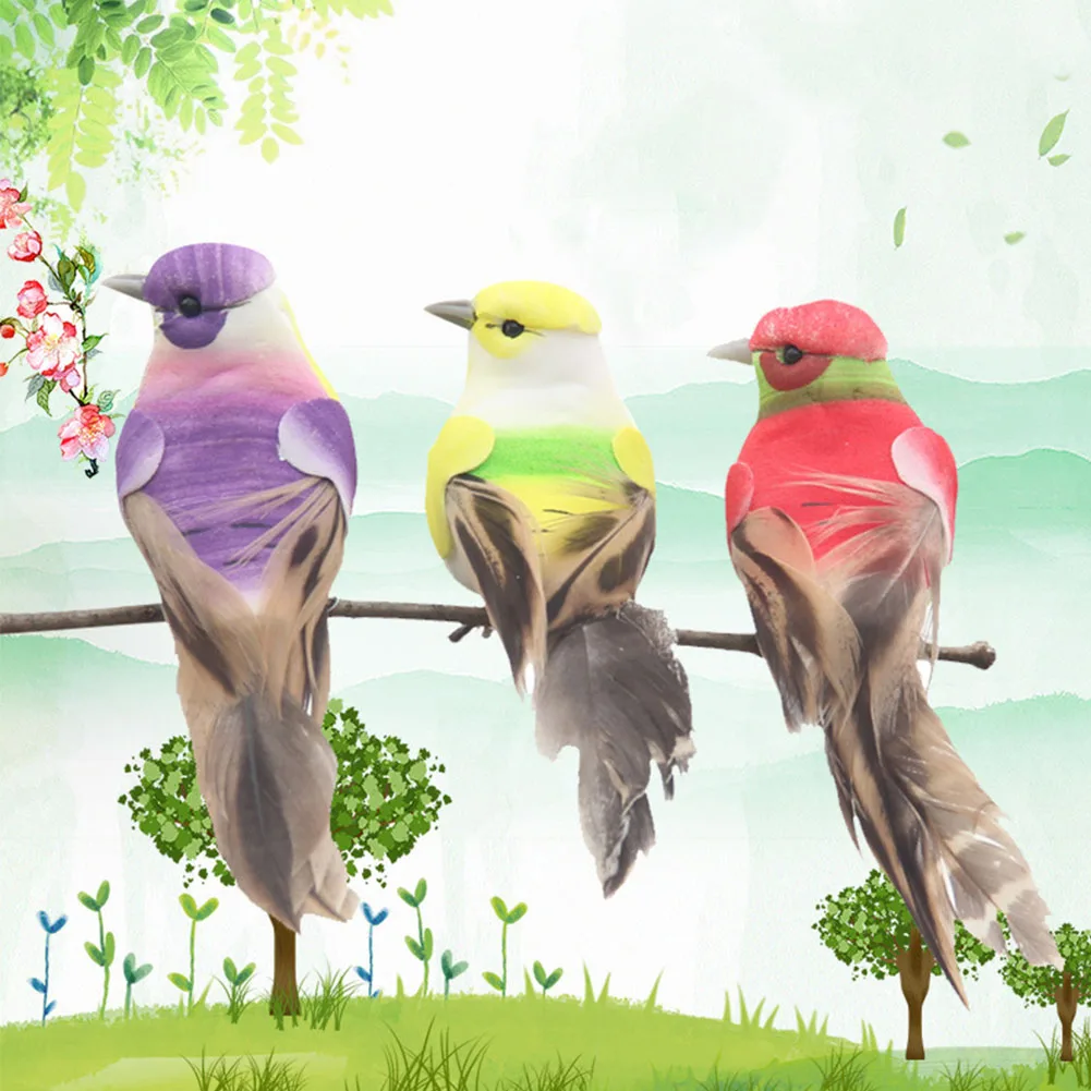 

12pcs DIY Craft Props Simulation Garden Artificial Birds Desktop Decor Home Ornament Tree Eco-friendly Foam Landscape Lifelike