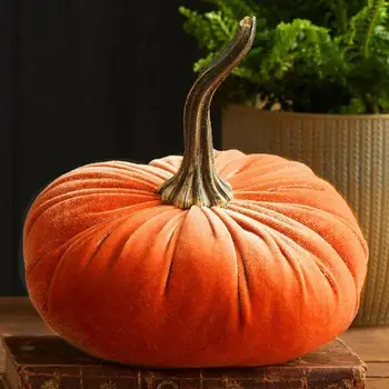 

1 Pc Handmade Velvet Pumpkins Decor Super Soft Stuffed Pumpkin With Exquisite Artificial Pumpkin Foam Simulated Cute Pumpkins