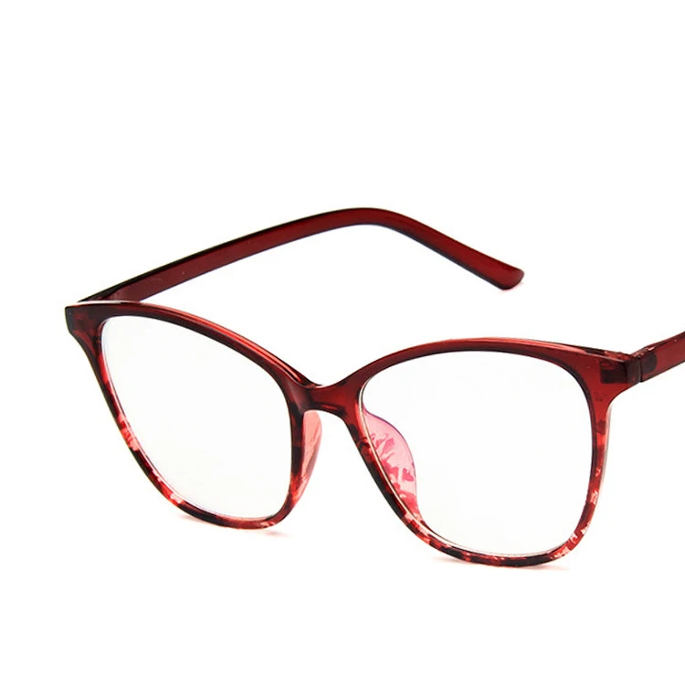 Red Floral Модные женские очки кошачий глаз, оправа, Большие оптические очки, прозрачные линзы по рецепту, UV400 очки при близорукости, оправа - Цвет оправы: Red Floral