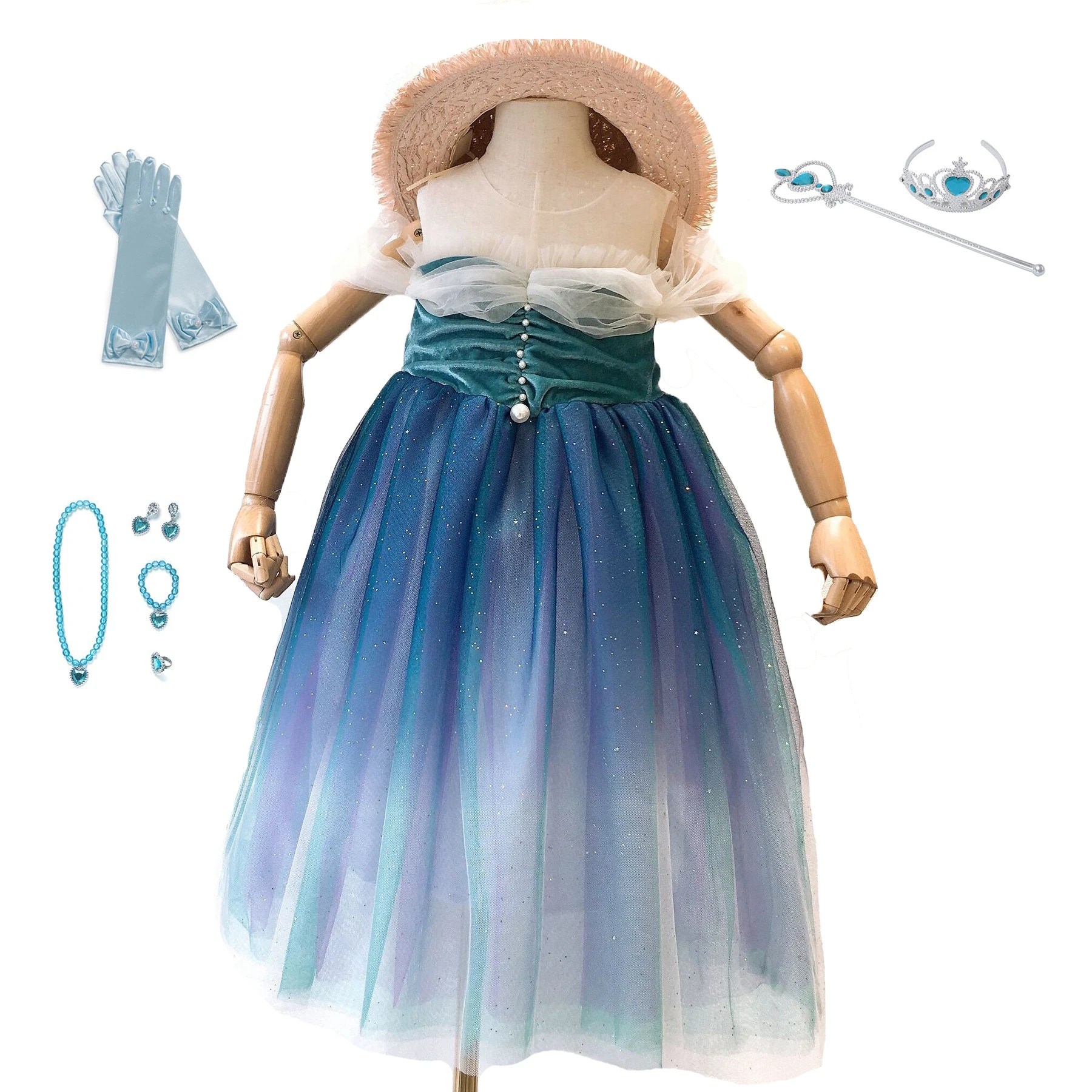 

Baby Girls Gradient Mesh Tutu Dress Children Sequins Pearl Summer Elsa Princess Dress Kids Short Sleeve Birthday Party Dress