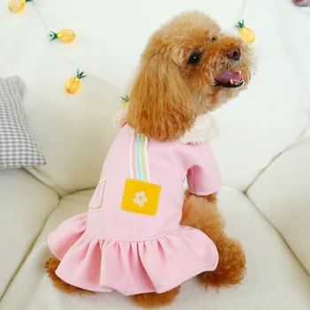 

Dog Girl Winter Dress Thickening Clothes For Dog Cat Cute Plush Collar Ruffled Princess Dress Sweet Puppy Skirt For Chihuahua