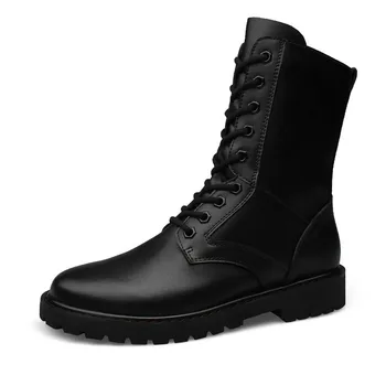 

Lovers Popular Motocycle Boots Men Winter Combat Boots Non-slip Men's Genuine Leather Military Boot Army Plus Size 35-52