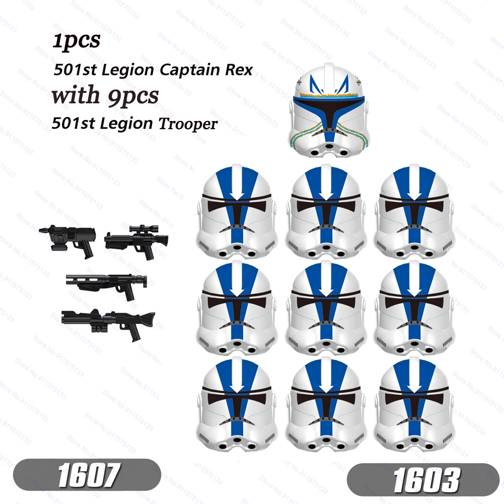 10pcs Clone 501st legion Troopers with Captain Rex Assemble Building Blocks Bricks Action Figure Toys Kids Gifts
