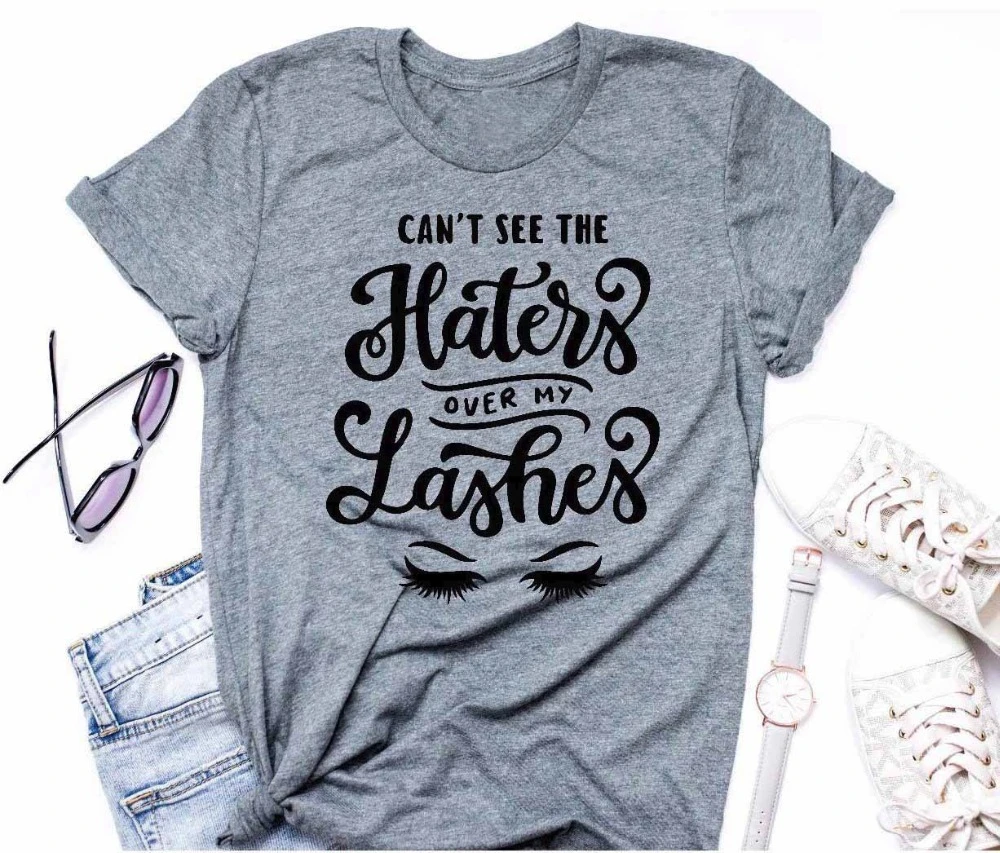 Cant See The Haters Over My Lashes t shirt Eyelashes graphic be nice human cotton shirt tumblr