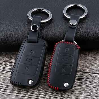 

Leather Car Key Case Cover For Volkswagen VW Passat Lavida Golf 7 Jetta Bora Polo Sagitar Tiguan Touran GTI MK2 MK7 B7 B8 L CC