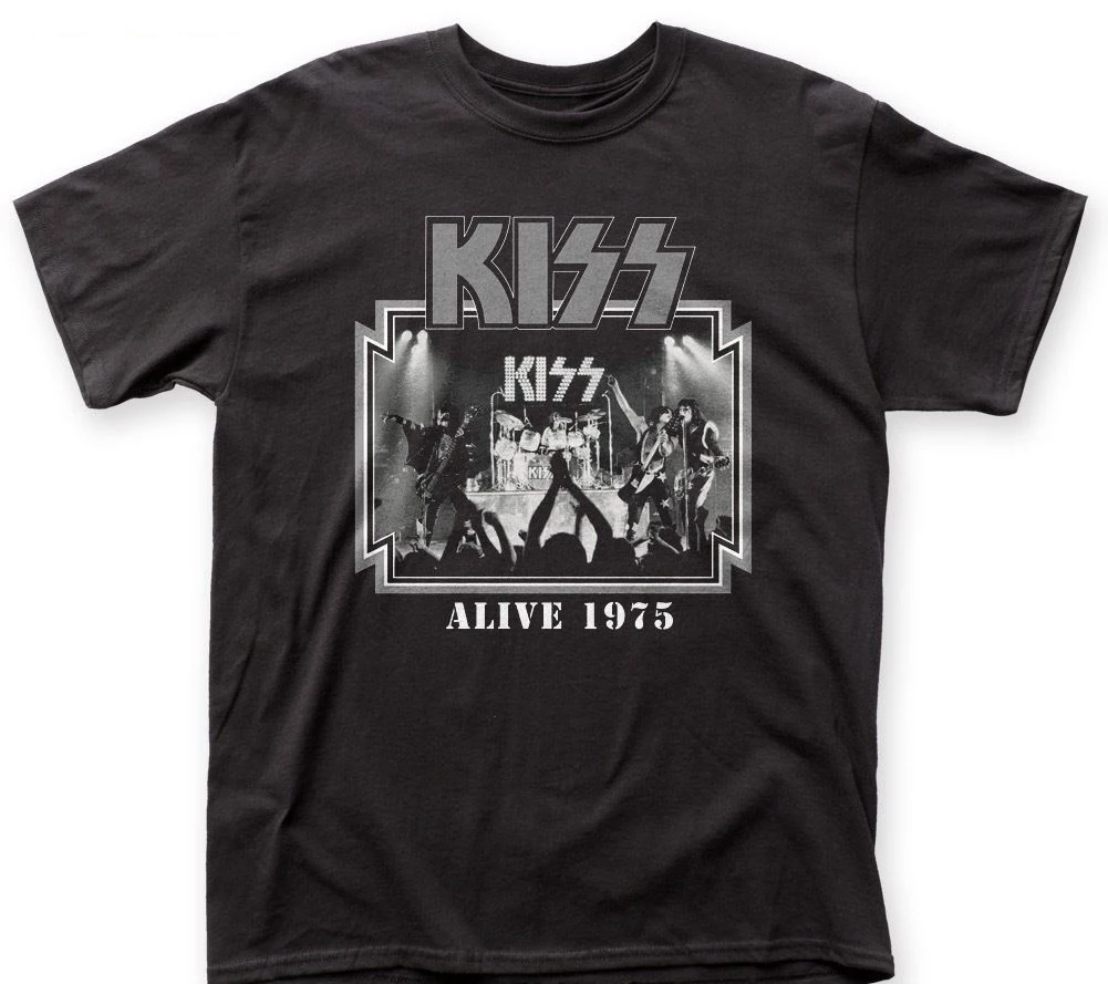 Мужская 2019 брендовая одежда футболки Повседневная официальная Kiss Heavy Metal Band Alive
