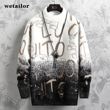 

Winter Men Casual Popular Harajuku Cartoon Bear Streetwear Tops Pullover O-Neck Oversize Knitted Male Sweaters