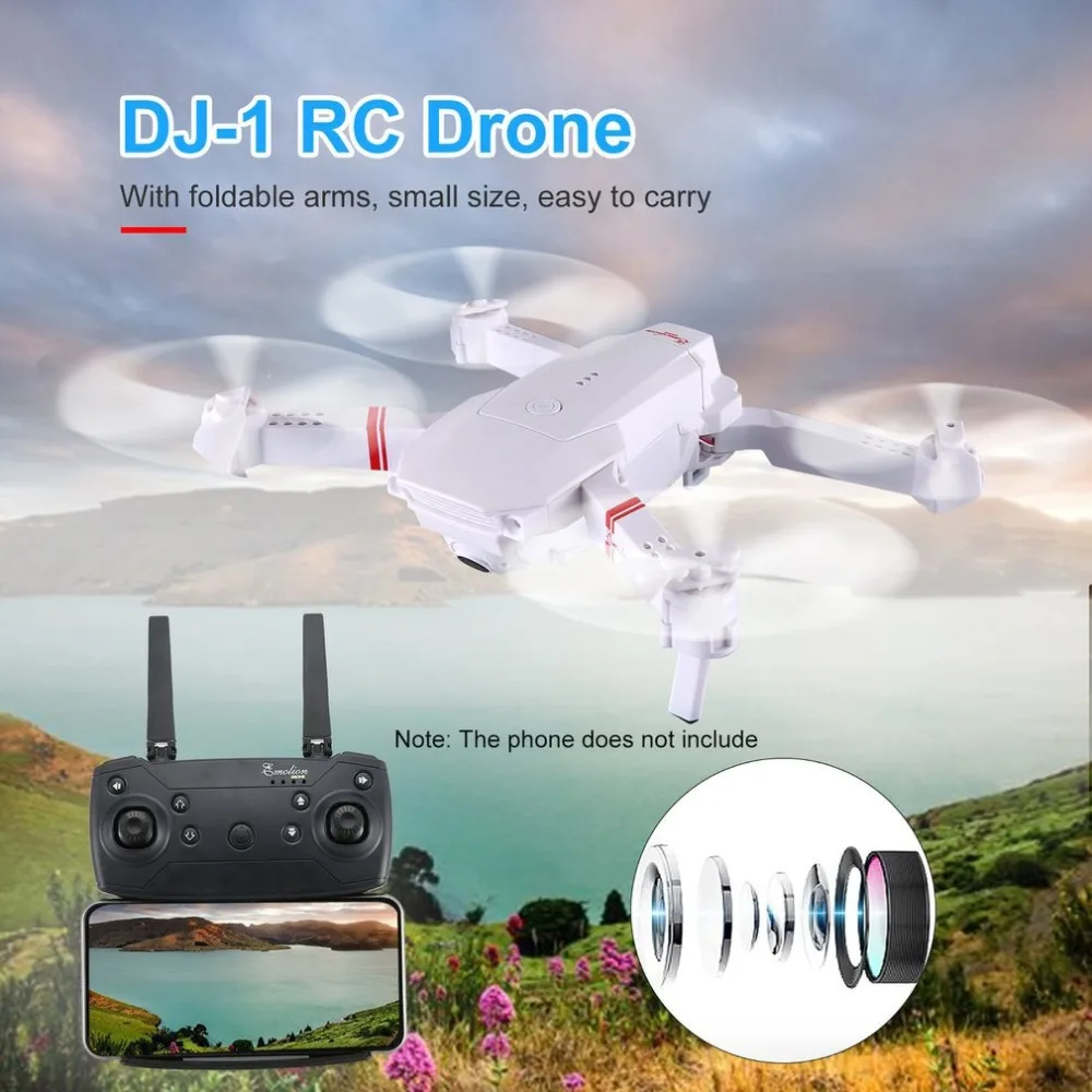 DJ-1 2,4 ГГц wifi FPV складной Радиоуправляемый Дрон с широким углом 2.0MP HD камера высота удерживает Безголовый режим самолета с 2 батареями