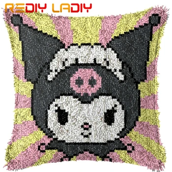 

Latch Hook Cushion Cartoon Girl Pre-Printed Canvas Cushion Cover Acrylic Yarn Crocheted Pillow Case Hobby & Crafts Home Decor